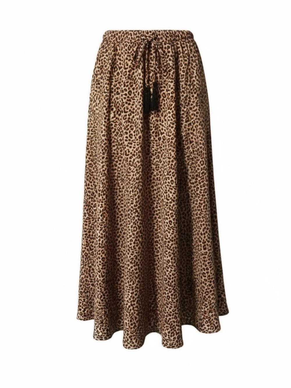 SHEIN Leopard Print Maxi Skirt Tassel Tie Split Thigh Medium
